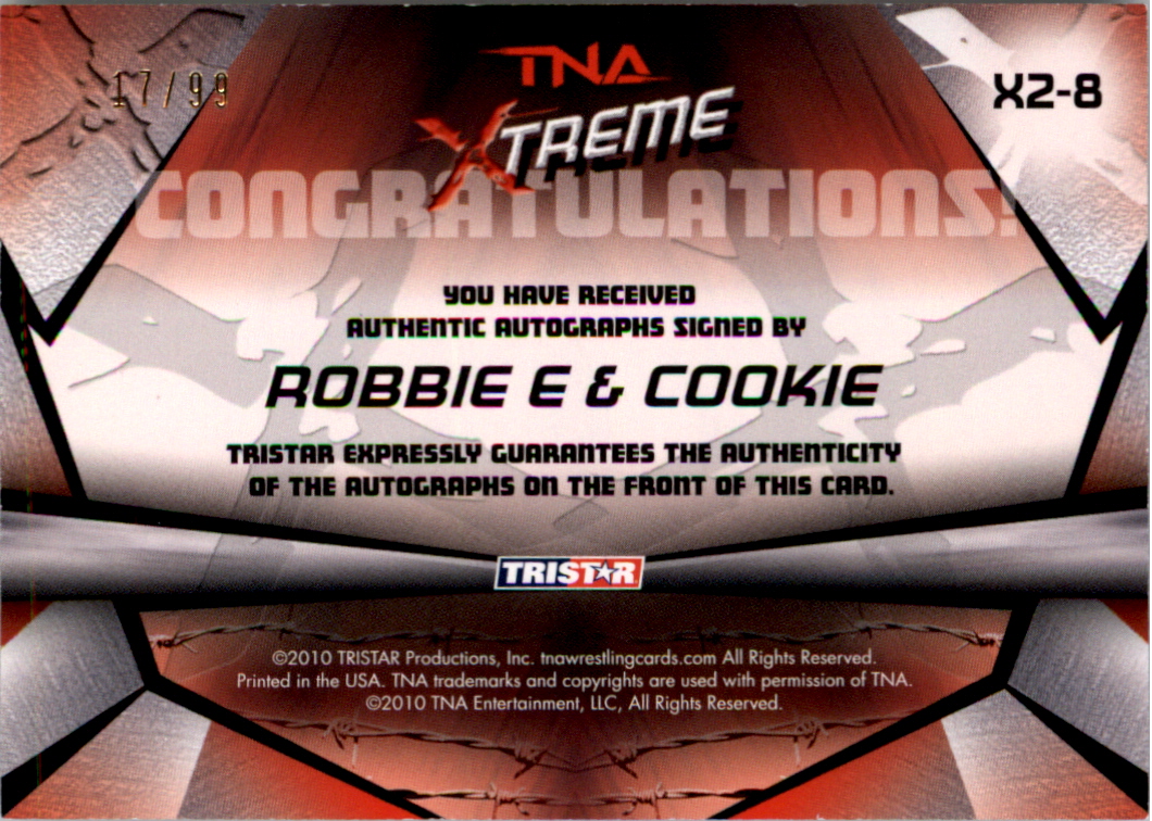 2011 TRISTAR TNA Signature Impact Dual Autographs Silver #24 Robbie E/Cookie back image