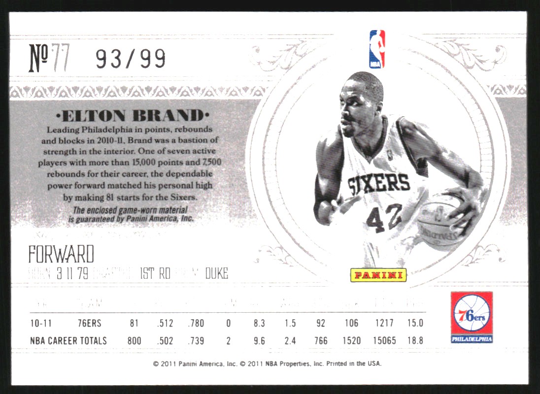 2010-11 Playoff National Treasures Century Materials #77 Elton Brand/99