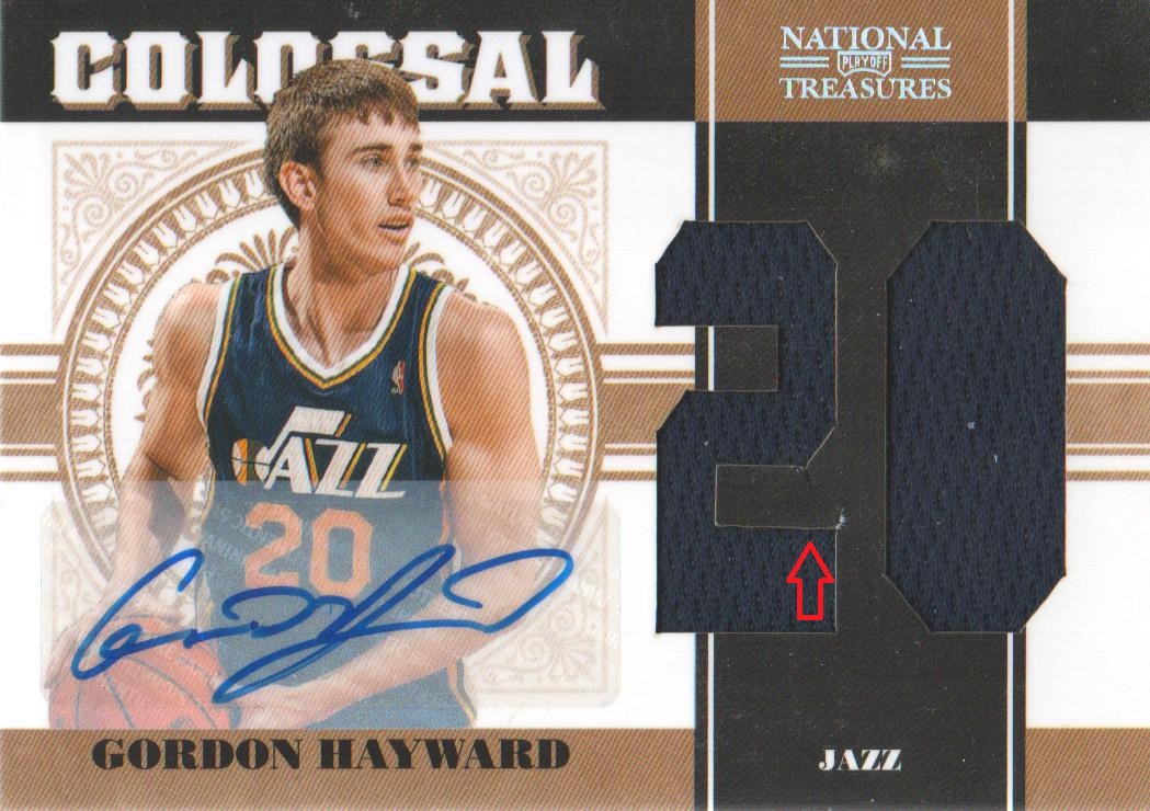 2010-11 Playoff National Treasures Colossal Materials Jersey Numbers Signatures #28 Gordon Hayward/49