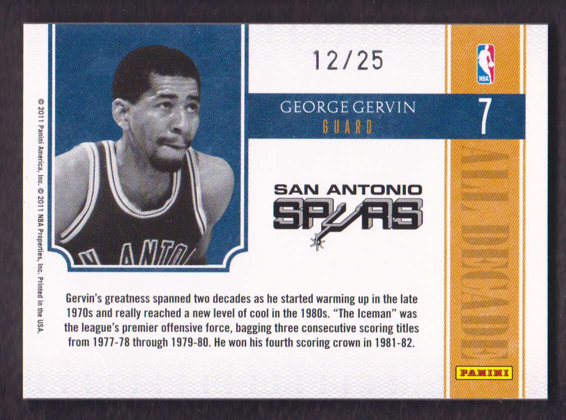 2010-11 Playoff National Treasures All Decade #7 George Gervin back image
