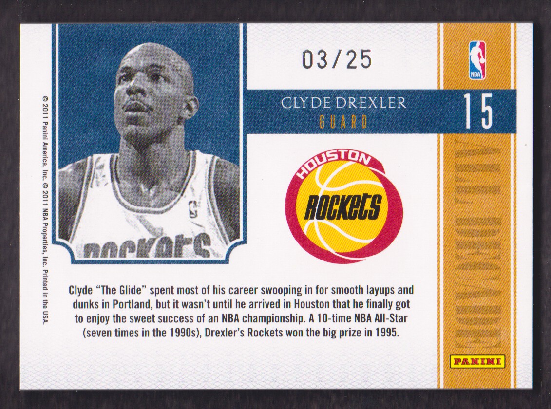 2010-11 Playoff National Treasures All Decade #15 Clyde Drexler back image
