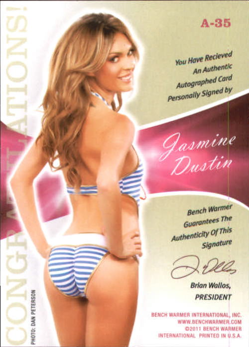 2011 Bench Warmer Bubble Gum Autographs #A35 Jasmine Dustin back image