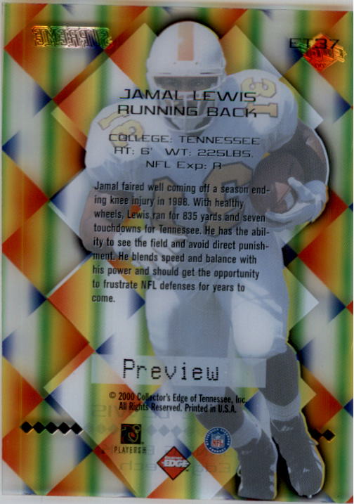 2000 Collector's Edge Supreme EdgeTech Previews #ET37 Jamal Lewis