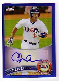 2011 Topps Chrome USA Baseball Autographs Blue Refractors #USABB4 Chris Elder
