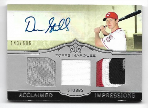 2011 Topps Marquee Acclaimed Impressions Triple Relic Autographs #AIT3 Drew Stubbs/606