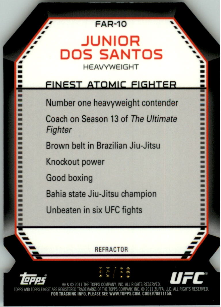 2011 Finest UFC Atomic Refractors Octafractors #FAR10 Junior dos Santos back image