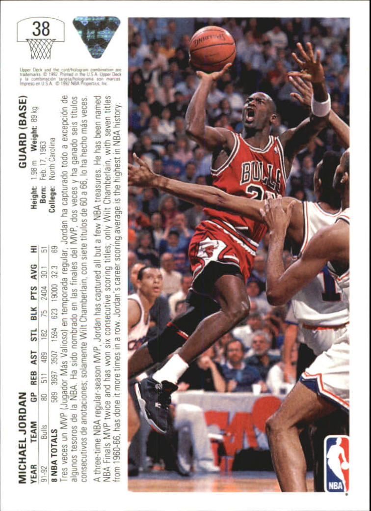 1991-92 Upper Deck International Spanish #38 Michael Jordan back image