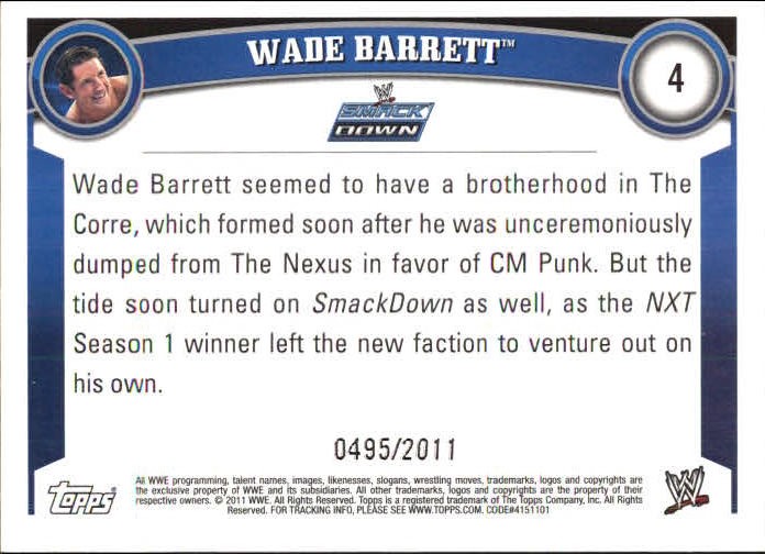2011 Topps WWE Blue #4 Wade Barrett back image