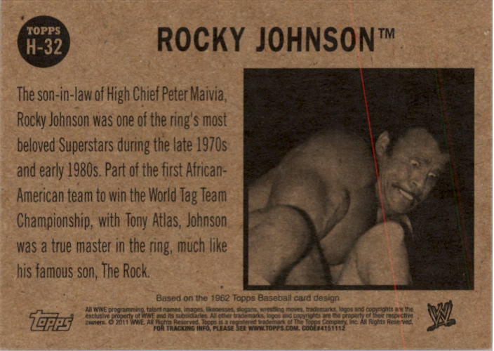 2011 Topps WWE Heritage #H32 Rocky Johnson back image