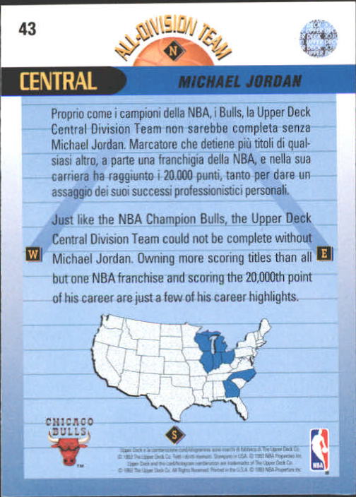 1992-93 Upper Deck International Italian #43 Michael Jordan AD back image