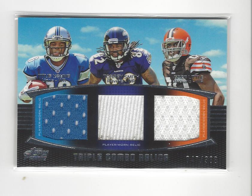 2011 Topps Prime Triple Relics #YSL Titus Young/Torrey Smith/Greg Little