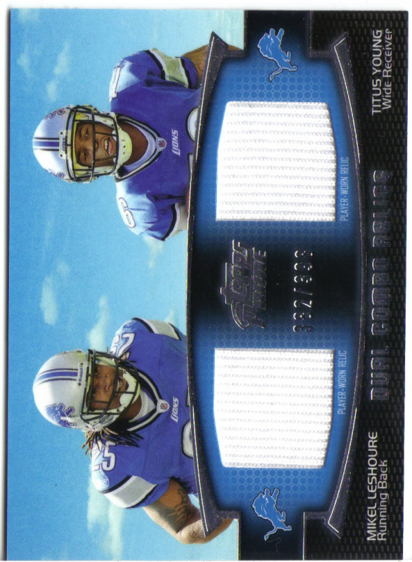 2011 Topps Prime Dual Relics #LY Mikel Leshoure/Titus Young