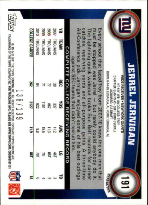 2011 Topps Chrome Crystal Atomic Refractors #191 Jerrel Jernigan