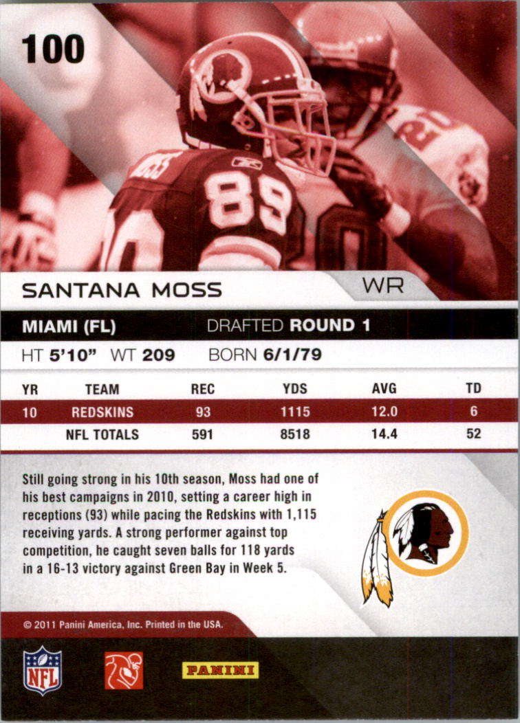 2011 Absolute Memorabilia #100 Santana Moss back image