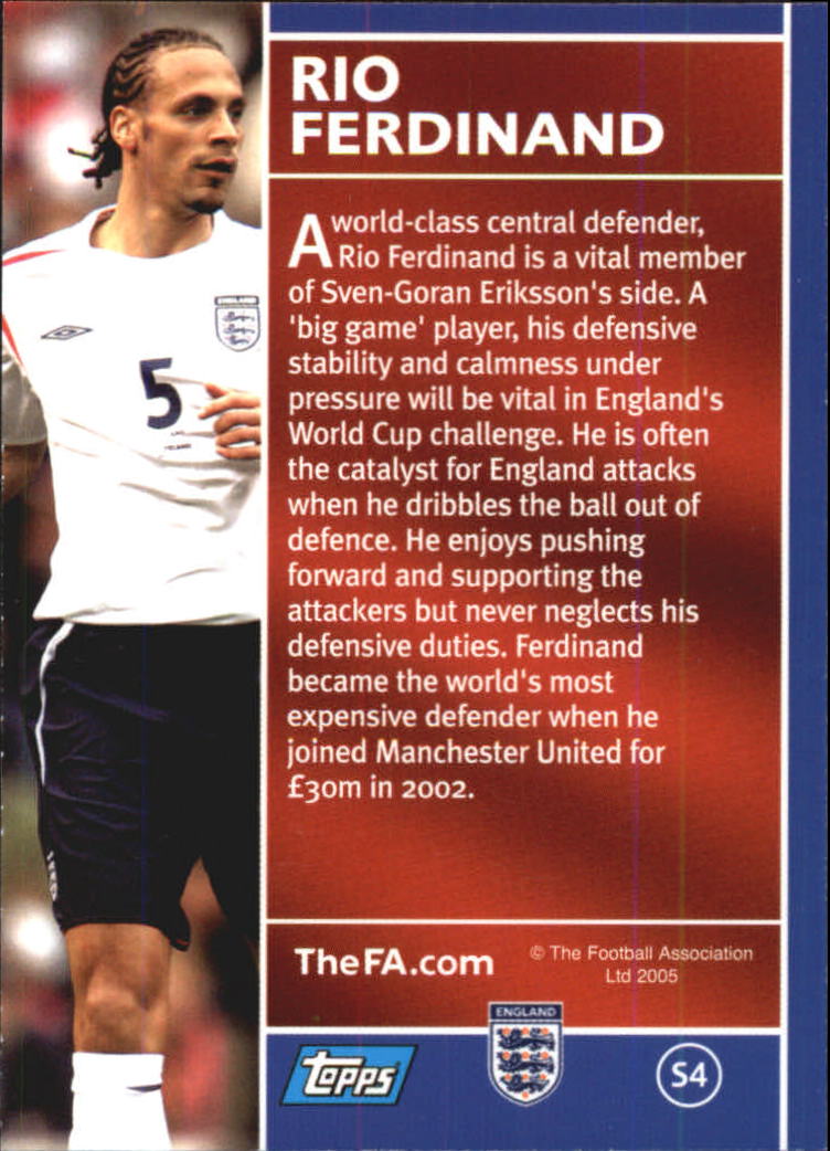 2005 Topps England Key Players #4 Rio Ferdinand back image