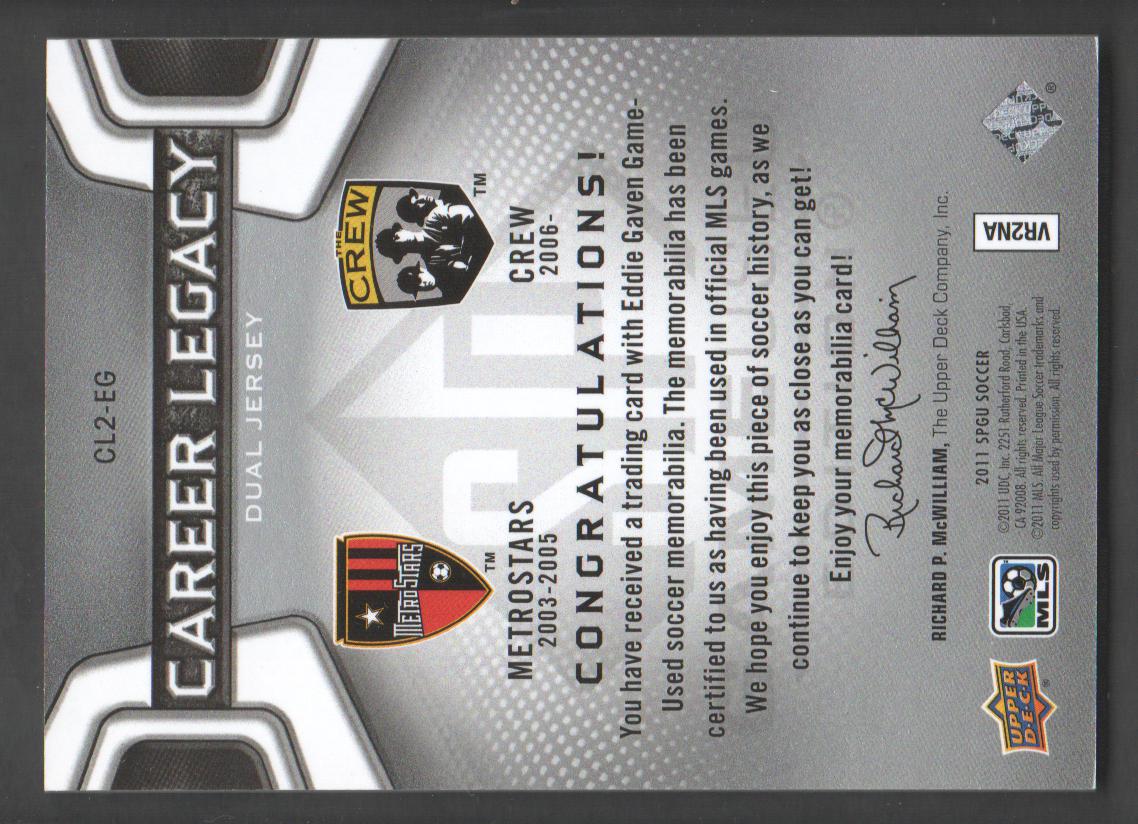 2011 SP Game Used Career Legacy Dual Jersey #EG Eddie Gaven back image