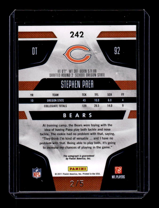2011 Certified Mirror Emerald Signatures #242 Stephen Paea back image