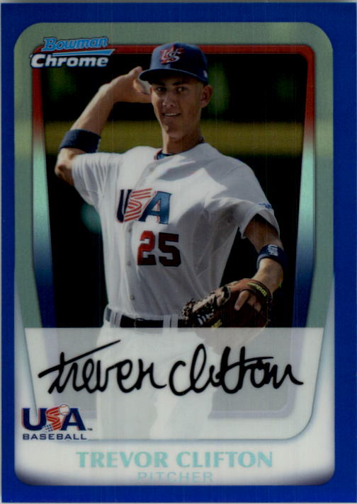 2011 Bowman Chrome Draft Prospects Blue Refractors #BDPP95 Trevor Clifton