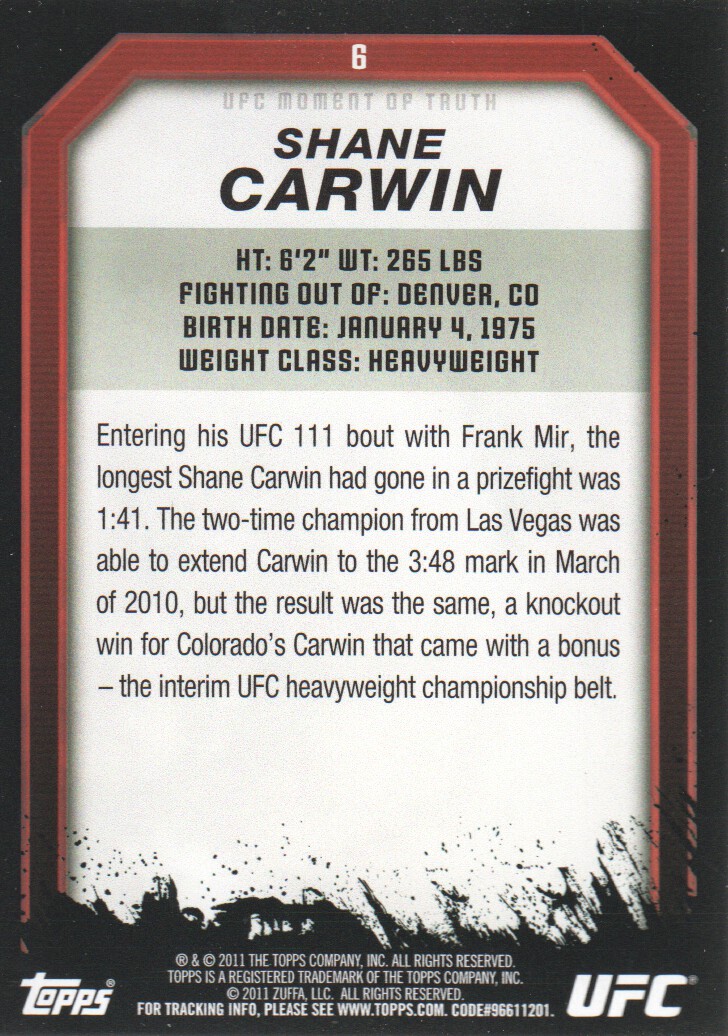 2011 Topps UFC Moment of Truth BASE MMA Cards Pick from List - Picture 9 of 275