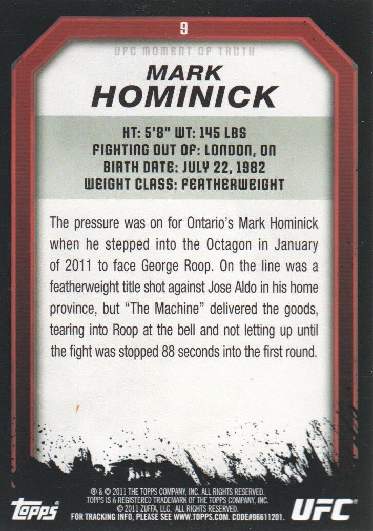2011 Topps UFC Moment of Truth BASE MMA Cards Pick from List - Picture 13 of 275