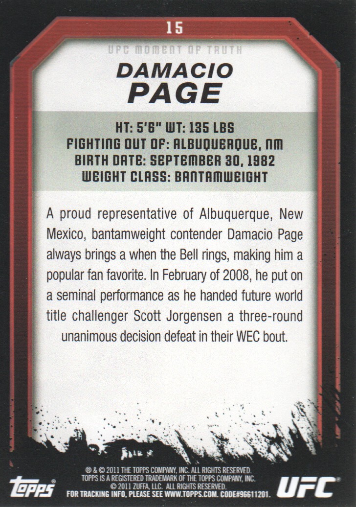 2011 Topps UFC Moment of Truth BASE MMA Cards Pick from List - Picture 19 of 275