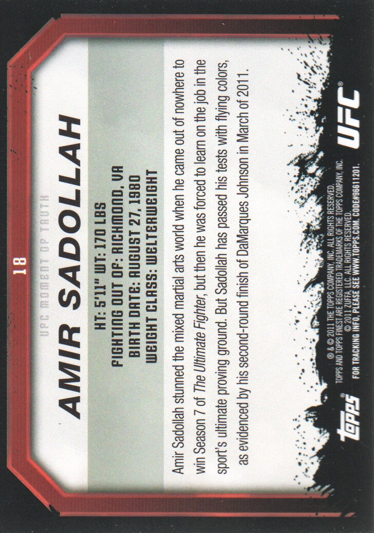 2011 Topps UFC Moment of Truth BASE MMA Cards Pick from List - Picture 21 of 275