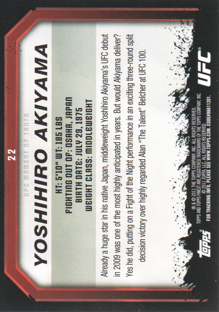 2011 Topps UFC Moment of Truth BASE MMA Cards Pick from List - Picture 29 of 275