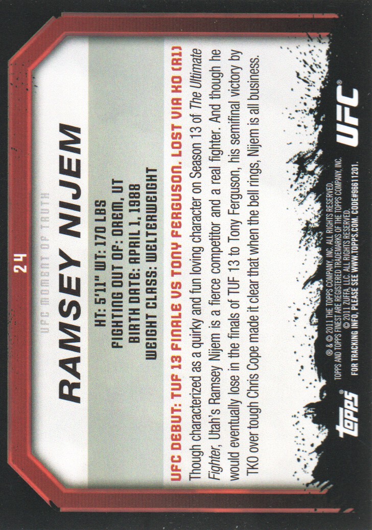 2011 Topps UFC Moment of Truth BASE MMA Cards Pick from List - Picture 33 of 275