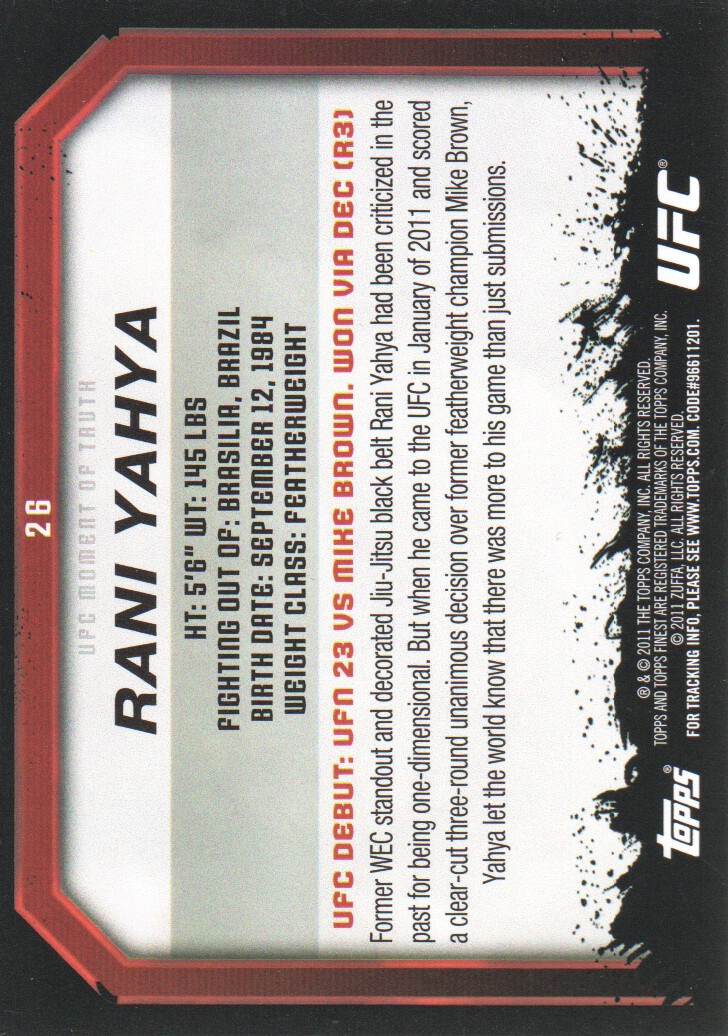 2011 Topps UFC Moment of Truth BASE MMA Cards Pick from List - Picture 37 of 275