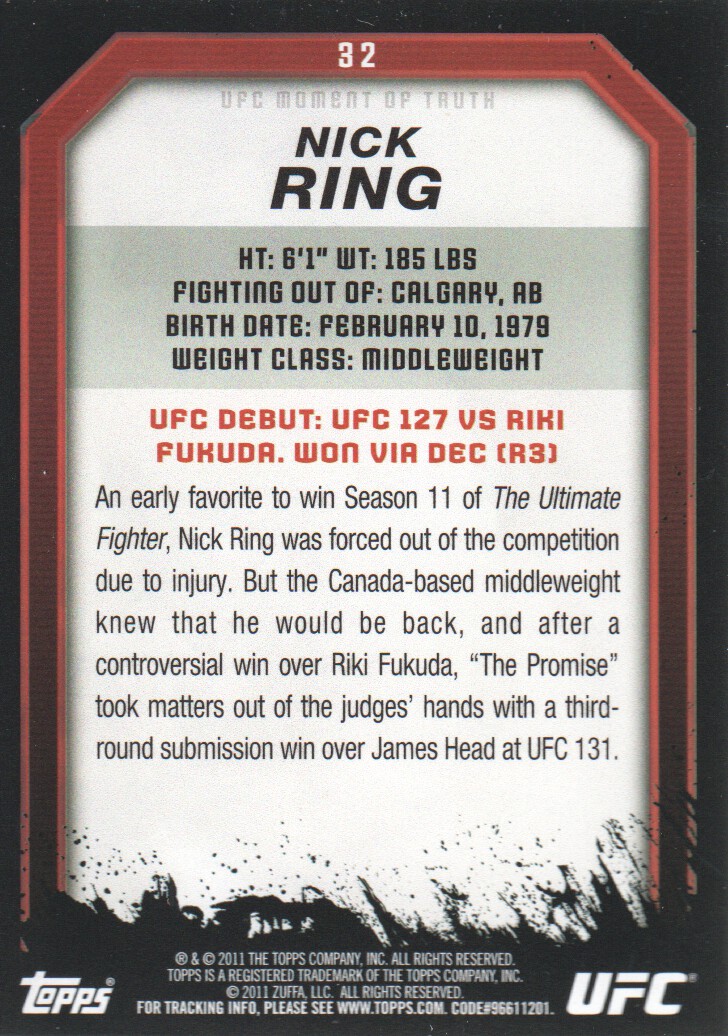 2011 Topps UFC Moment of Truth BASE MMA Cards Pick from List - Picture 43 of 275