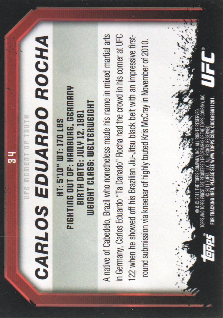 2011 Topps UFC Moment of Truth BASE MMA Cards Pick from List - Picture 45 of 275