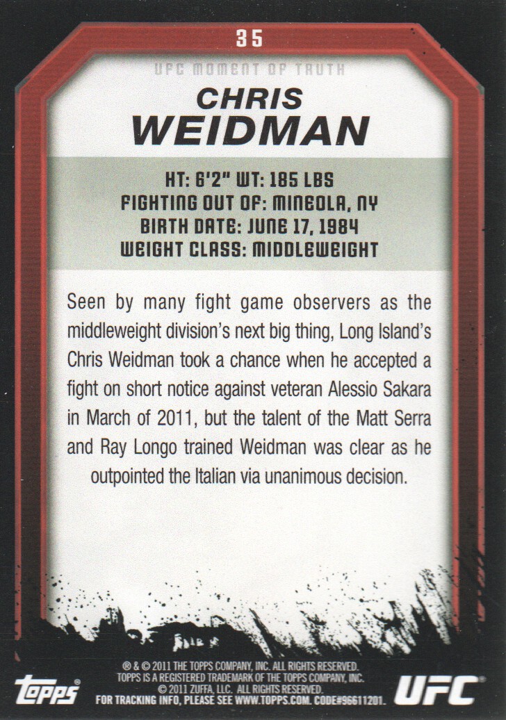 2011 Topps UFC Moment of Truth BASE MMA Cards Pick from List - Picture 47 of 275