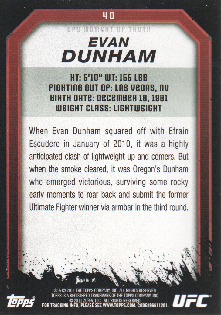 2011 Topps UFC Moment of Truth BASE MMA Cards Pick from List - Picture 55 of 275