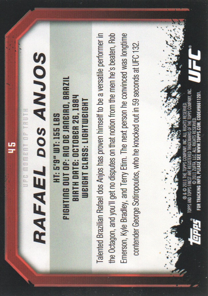 2011 Topps UFC Moment of Truth BASE MMA Cards Pick from List - Picture 61 of 275