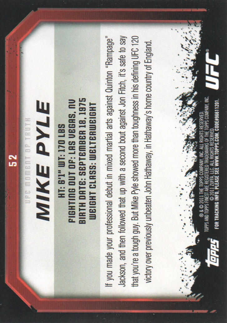 2011 Topps UFC Moment of Truth BASE MMA Cards Pick from List - Picture 71 of 275