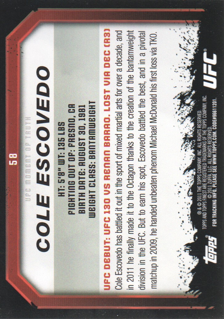 2011 Topps UFC Moment of Truth BASE MMA Cards Pick from List - Picture 75 of 275