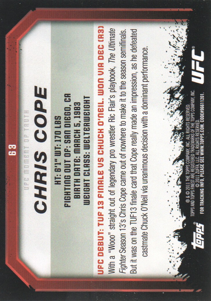 2011 Topps UFC Moment of Truth BASE MMA Cards Pick from List - Picture 81 of 275