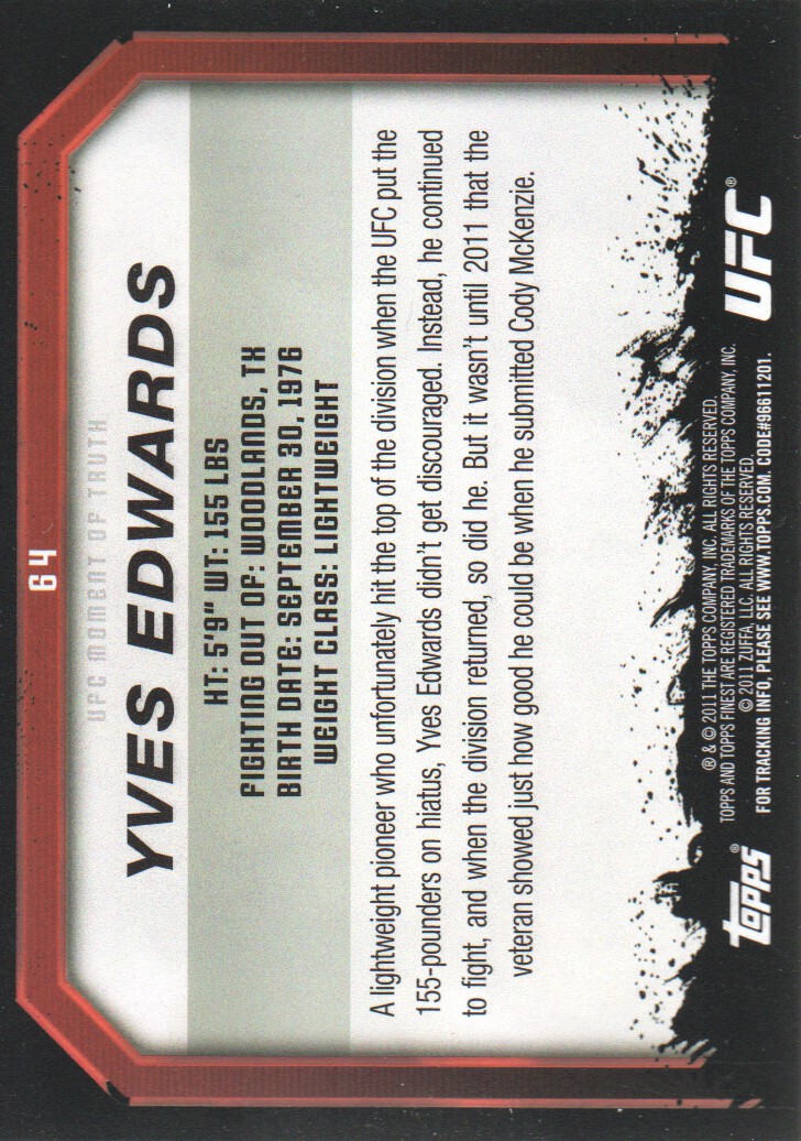 2011 Topps UFC Moment of Truth BASE MMA Cards Pick from List - Picture 83 of 275