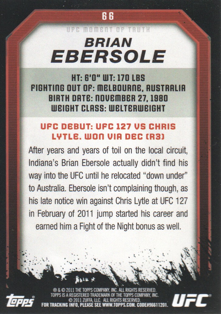 2011 Topps UFC Moment of Truth BASE MMA Cards Pick from List - Picture 85 of 275