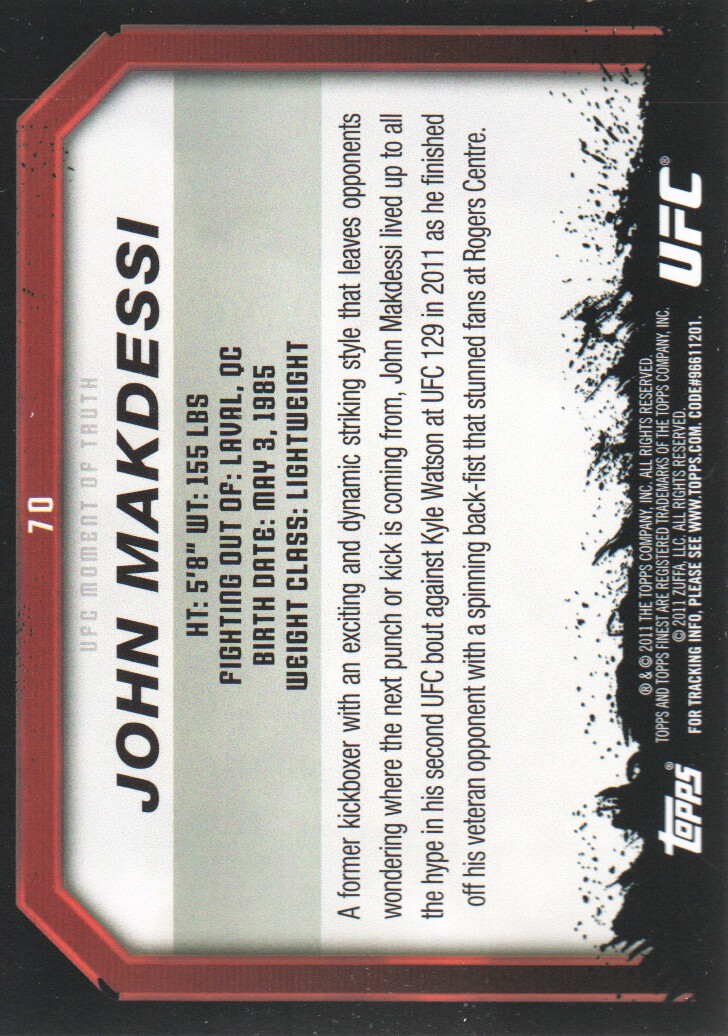2011 Topps UFC Moment of Truth BASE MMA Cards Pick from List - Picture 89 of 275