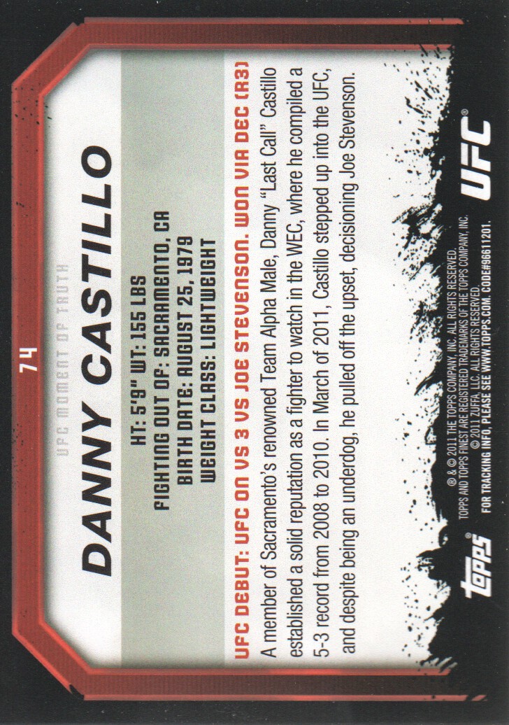 2011 Topps UFC Moment of Truth BASE MMA Cards Pick from List - Picture 93 of 275