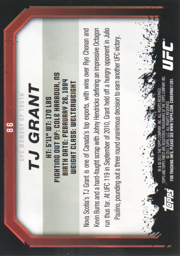 2011 Topps UFC Moment of Truth BASE MMA Cards Pick from List - Picture 103 of 275