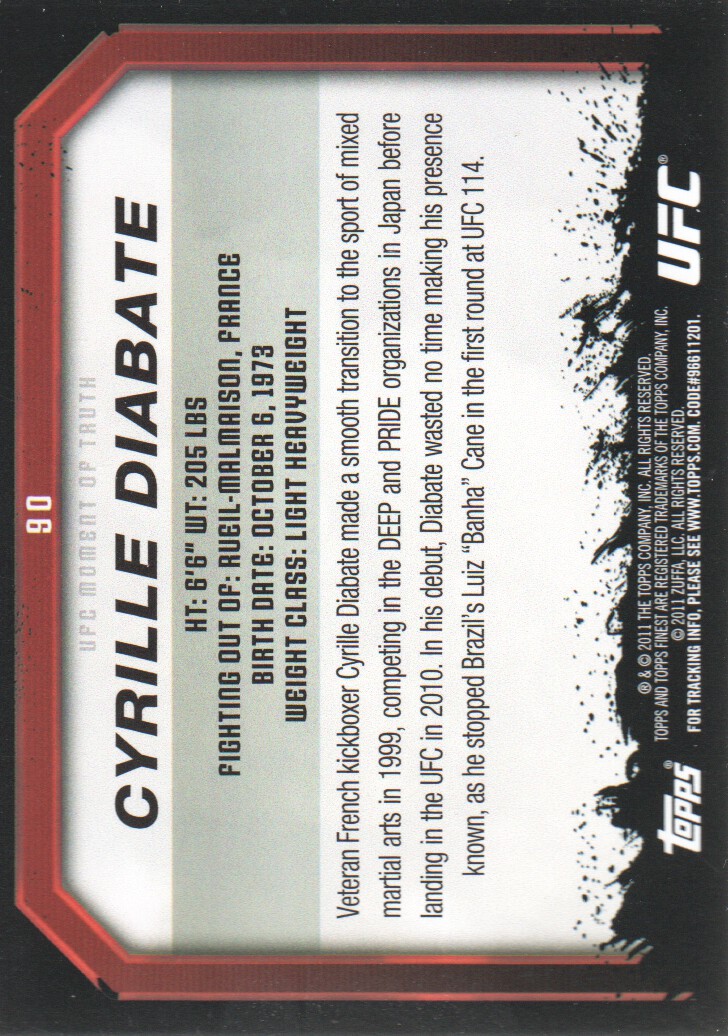 2011 Topps UFC Moment of Truth BASE MMA Cards Pick from List - Picture 107 of 275