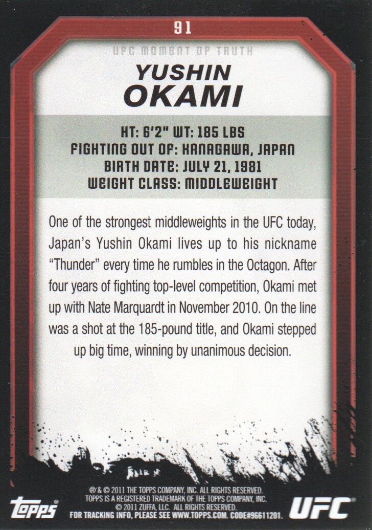 2011 Topps UFC Moment of Truth BASE MMA Cards Pick from List - Picture 109 of 275