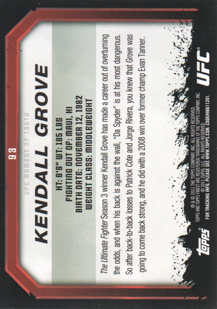 2011 Topps UFC Moment of Truth BASE MMA Cards Pick from List - Picture 111 of 275