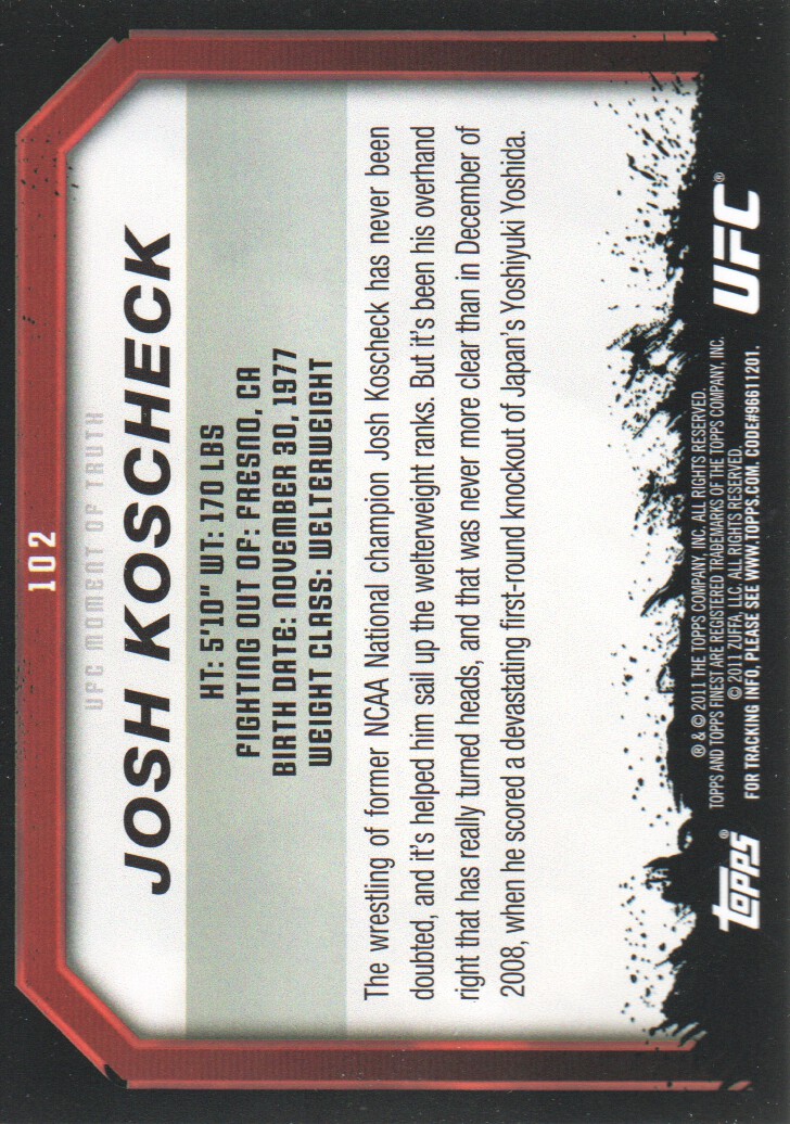 2011 Topps UFC Moment of Truth BASE MMA Cards Pick from List - Picture 121 of 275