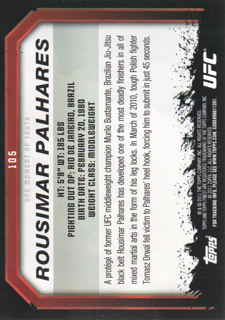 2011 Topps UFC Moment of Truth BASE MMA Cards Pick from List - Picture 125 of 275