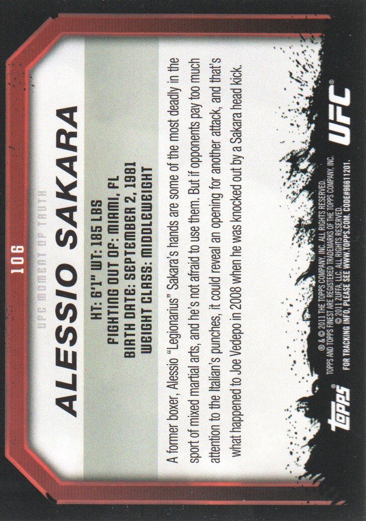2011 Topps UFC Moment of Truth BASE MMA Cards Pick from List - Picture 127 of 275