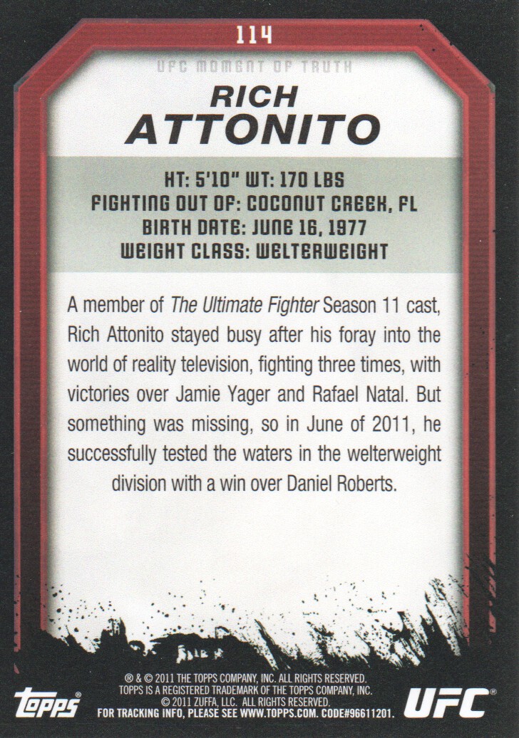 2011 Topps UFC Moment of Truth BASE MMA Cards Pick from List - Picture 139 of 275