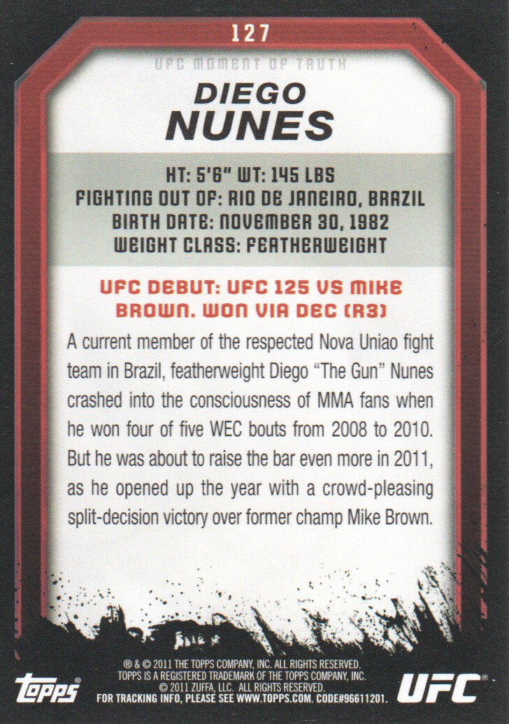 2011 Topps UFC Moment of Truth BASE MMA Cards Pick from List - Picture 153 of 275